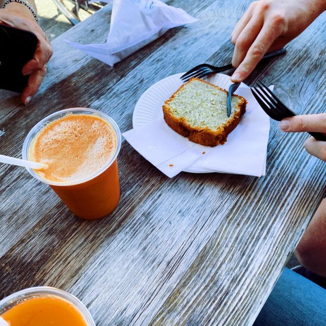 Carrot juice and lemon cake.